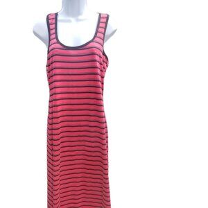 Trucci Pink and Black, Polyester Strip Maxi Dress SZ LARGE